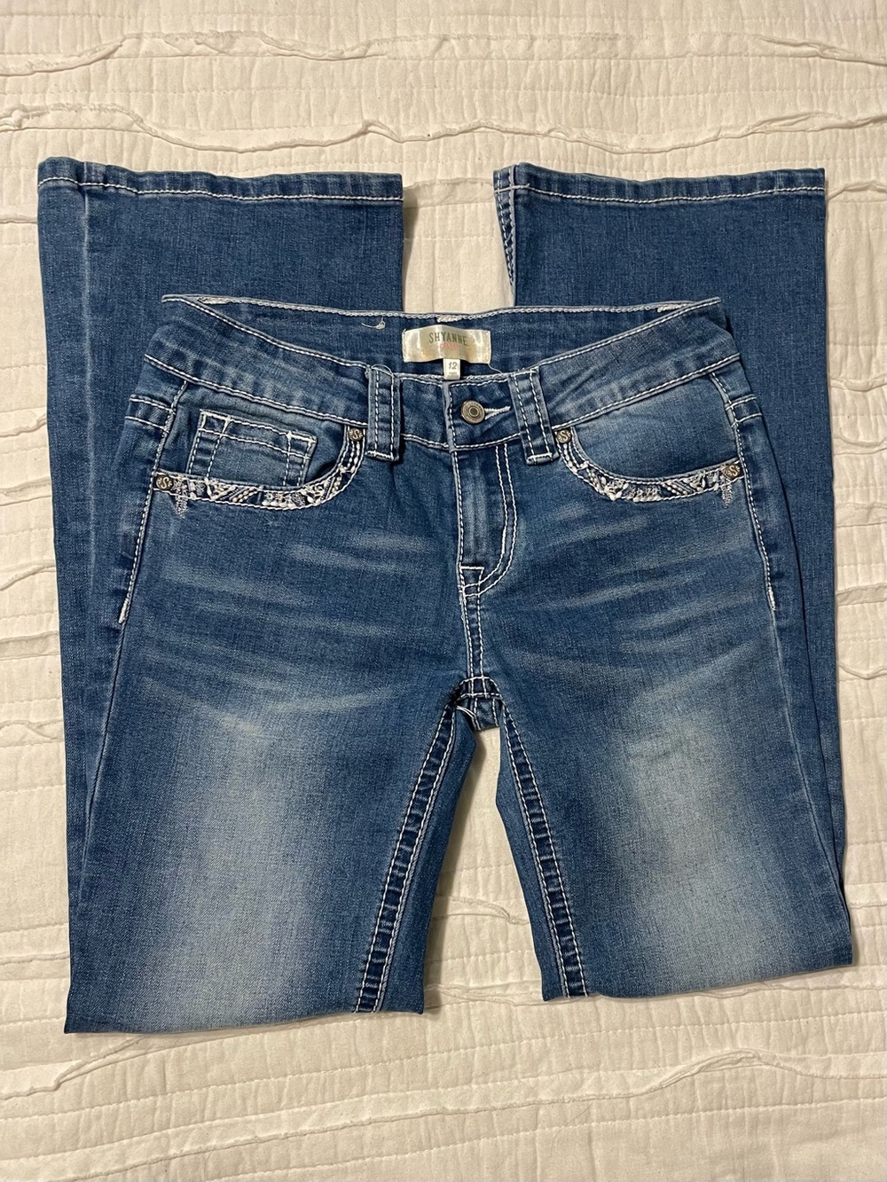 Shyanne Little Girls’ Bootcut Jeans with Faded Whisker Detail